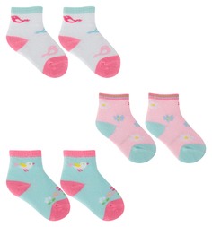 Комплект носки 3 пары Yo!, цвет: розовый/белый