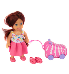 Игровой набор Игруша Кукла с розовым чемоданом 11 см
