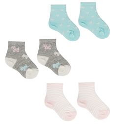 Комплект носки 3 шт. Bossa Nova, цвет: серый/розовый/голубой