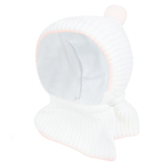 Шапка-шлем Журавлик Капор Сердечко белый