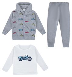 Комплект брюки/жакет/джемпер Fun Time, цвет: серый/белый