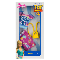 Одежда Barbie Коллаборации Желтый рюкзак, фиолетовая юбка с героями