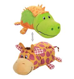 Игрушка-вывернушка 1Toy Ням-Ням Крокодильчик-Жираф 35 см цвет: зеленый/оранжевый