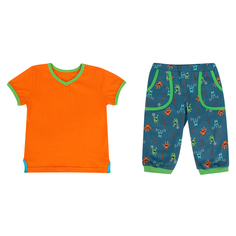 Комплект футболка/шорты Трифена, цвет: оранжевый/голубой