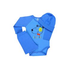 Комплект боди/брюки/шапка Takro Мишка, цвет: голубой