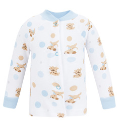 Кофта Чудесные одежки Собачки и горох, цвет: белый/голубой