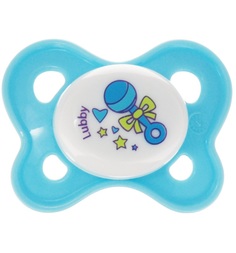 Соска-пустышка Lubby Кнопочка Симметричная силикон, с рождения, цвет: голубой