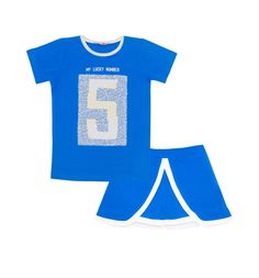 Комплект футболка/шорты LetS Go, цвет: синий/фуксия