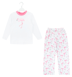 Пижама джемпер/брюки Котмаркот Фламинго, цвет: белый/розовый