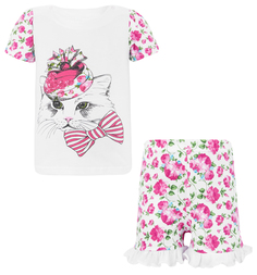 Пижама футболка/шорты Leader Kids Шляпки, цвет: белый