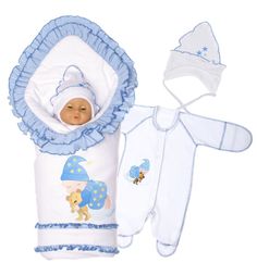 Комплект на выписку Соня Babyglory, цвет: голубой одеяло/шапка/комбинезон/пояс для одеяла 90 х 90 см