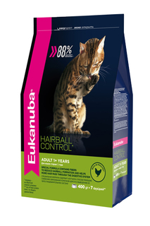 Сухой корм Eukanuba Hairball для вывода шерсти из желудка, домашняя птица, 400г