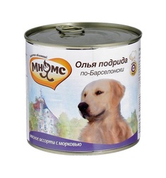 Влажный корм Мнямс для взрослых собак, олья подрида по-барселонски (мясное ассорти/морковь), 600г