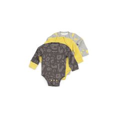 Комплект боди 3 шт Happy Baby Дикий кот, цвет: желтый/серый