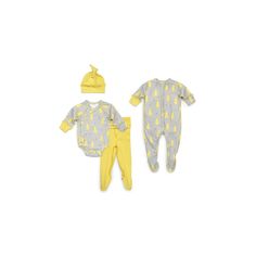 Комплект на выписку комбинезон/боди/ползунки/шапка Happy Baby Дикий кот, цвет: желтый/серый