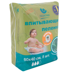 Пеленки Пелигрин впитывающие 40х60 см, 5 шт