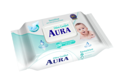 Салфетки Аура Ultra comfort с крышкой, 100 Aura