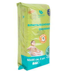Пеленки Пелигрин впитывающие 60х90 см, 5 шт