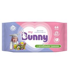 Салфетки My Bunny влажные с лечебными травами, 64 шт