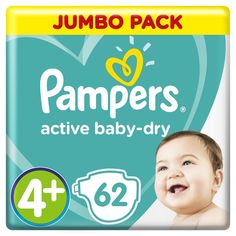 Подгузники Pampers Active Baby-Dry Размер 4 + (10-15 кг) 62 шт.