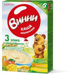 Каша Винни молочная 3 злака с манго и бананом с 6 месяцев 220 г