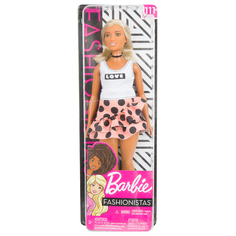 Кукла Barbie Игра с модой Юбка в горох белый топ