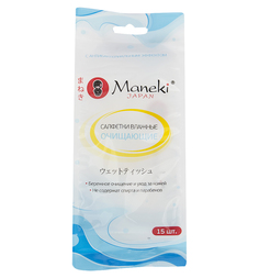 Влажные салфетки Maneki Kaiteki Очищающие с антибактериальным эффектом, 15 шт