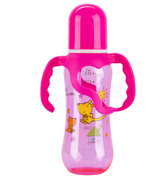 Бутылочка Бусинка Цветная пластик, 250 мл, цвет: розовый