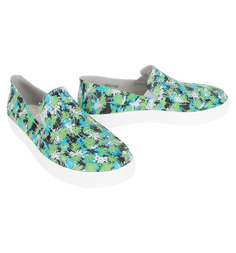 Слипоны Crocs CitiLane Roka Tropical Slip-on Electric Blue/White, цвет: белый/голубой