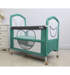 Кроватка-манеж Tizo Be Happy, цвет: зеленый/серый