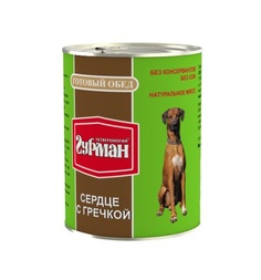 Влажный корм Четвероногий гурман Готовый обед для взрослых собак, сердце/гречка, 850г
