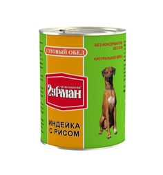 Влажный корм Четвероногий гурман Готовый обед для взрослых собак, индейка/рис, 850г