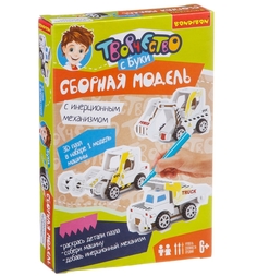 Сборная деревянная модель Bondibon 3D для раскрашивания Самосвал с инерц мех.