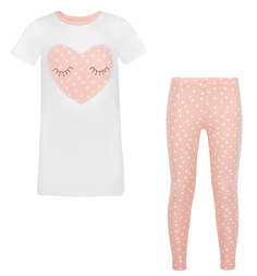 Пижама футболка/брюки Котмаркот Сердечко, цвет: розовый