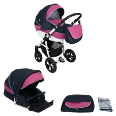 Коляска 2 в 1 Adamex Neonex, цвет: темно-синий/фуксия