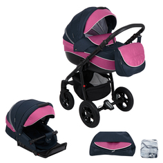 Коляска 2 в 1 Adamex Neonex, цвет: темно-синий/фуксия