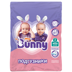 Подгузники My Bunny с канальцами Midi (4-9 кг) 2 шт.