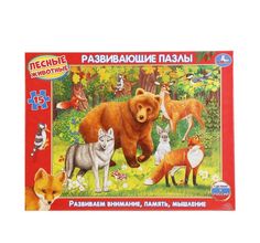 Пазл развивающий Умка в рамке Лесные животные 15 деталей 30*22*0,5см Umka