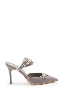 Серые мюли Lurum из бархата Manolo Blahnik
