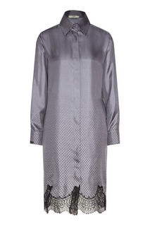 Серебристое платье с кружевной отделкой Fendi