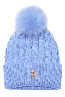 Шерстяная шапка голубого цвета Moncler