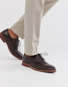 Коричневые кожаные туфли на шнуровке с контрастной подошвой ASOS DESIGN - Коричневый