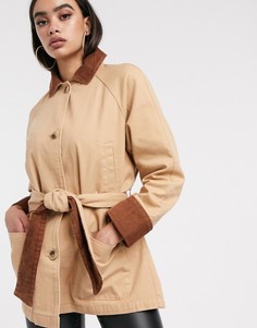 Бежевая куртка на пуговицах ASOS DESIGN - Коричневый