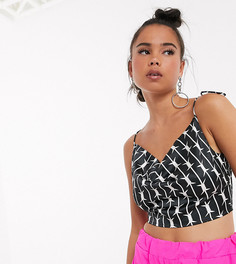 Топ со свободным воротом, завязками и принтом колючей проволоки COLLUSION - Мульти