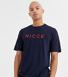 Темно-синяя футболка с красным логотипом Nicce - Темно-синий