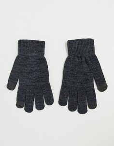 Серые перчатки с отделкой для сенсорных устройств Pieces - Серый