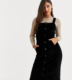 Черное вельветовое платье-сарафан с пуговицами спереди Vero Moda Tall - Черный