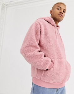Розовый oversize-худи из искусственного меха ASOS DESIGN - Розовый