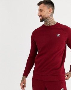 Бордовый свитшот с маленьким вышитым логотипом adidas Originals - Красный