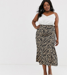 Юбка миди прямого кроя с зебровым принтом AX Paris Plus - Мульти